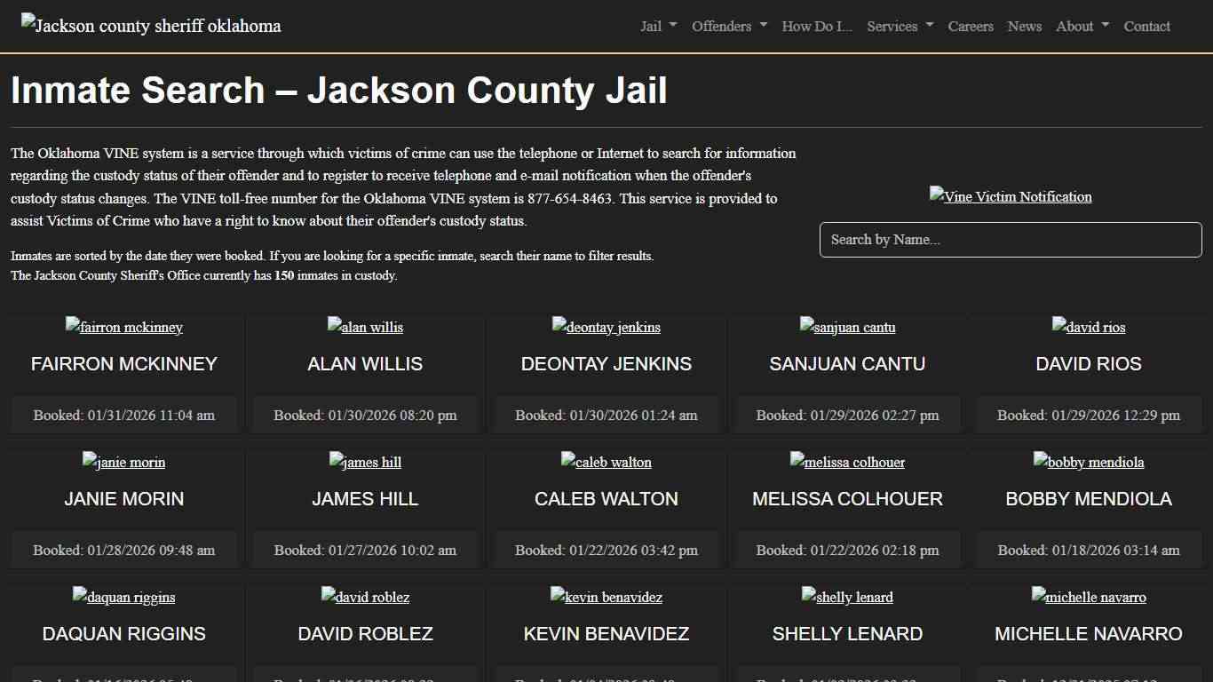Inmate Search Jackson County Sheriff's Office